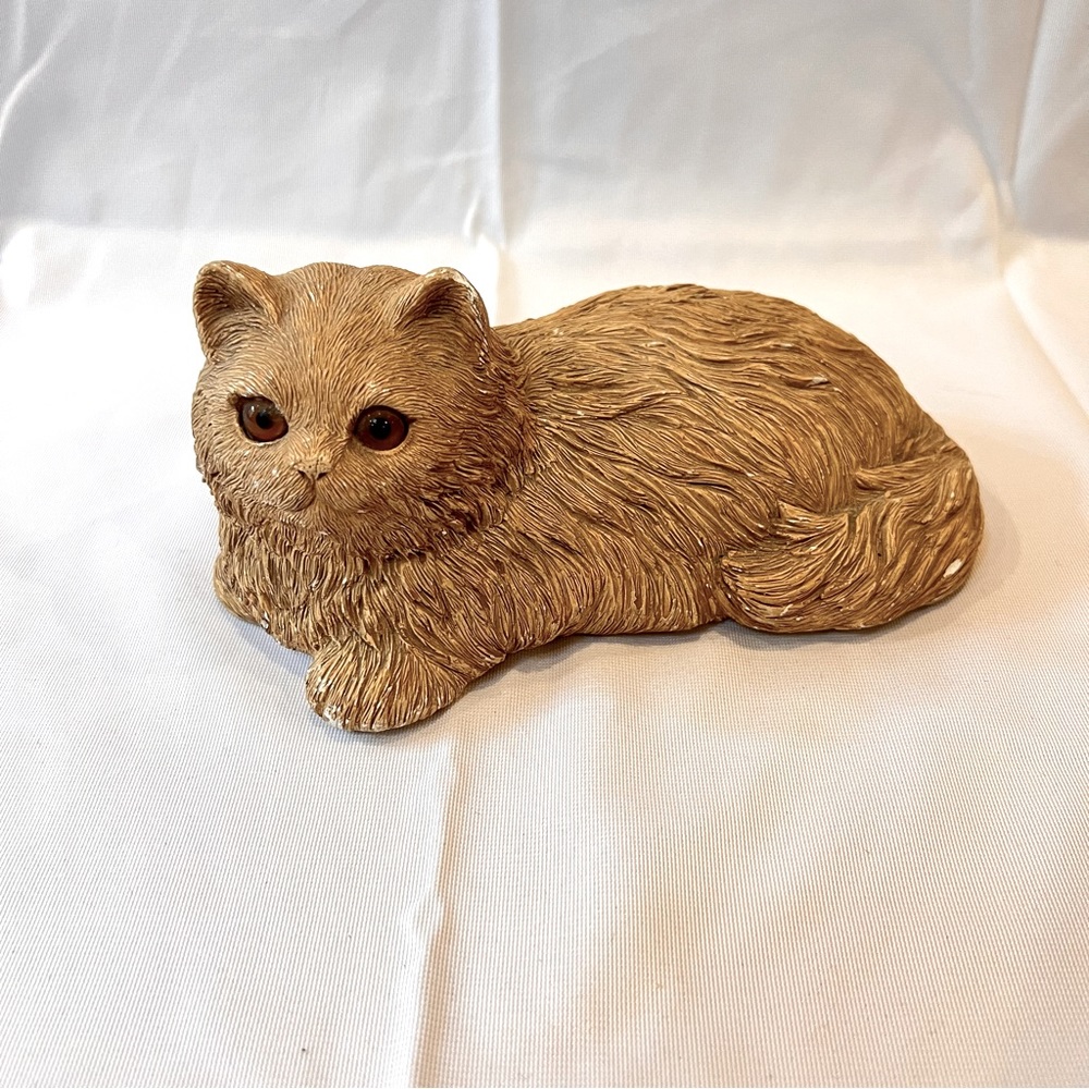 VINTAGE | Sandicast Sandra Brie 1981 tan heavy cat figurine statue